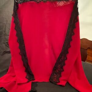 Chic Red and Black Lace Blouse